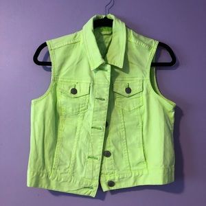 Aeropostale Neon Green Denim Vest. Great for patches, studs or BOTH.